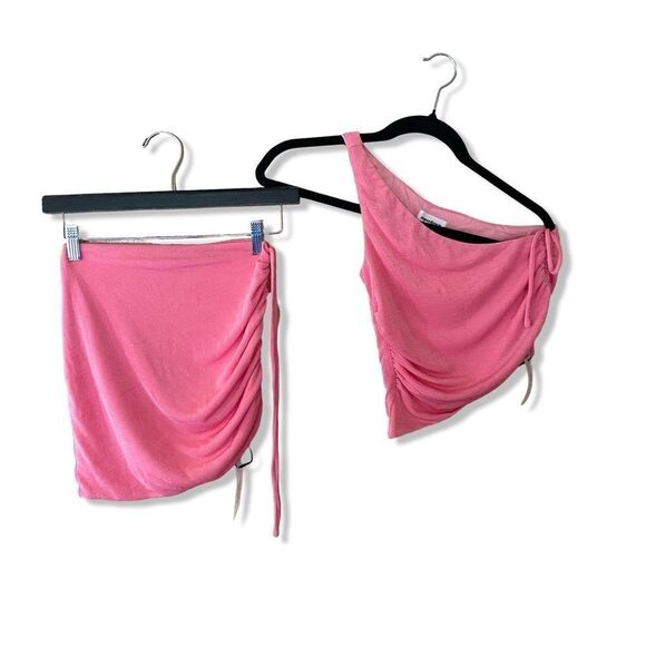 Superdown jori asymmetrical skirt set mini dress top pink stretch Revolve XS - Picture 5 of 13